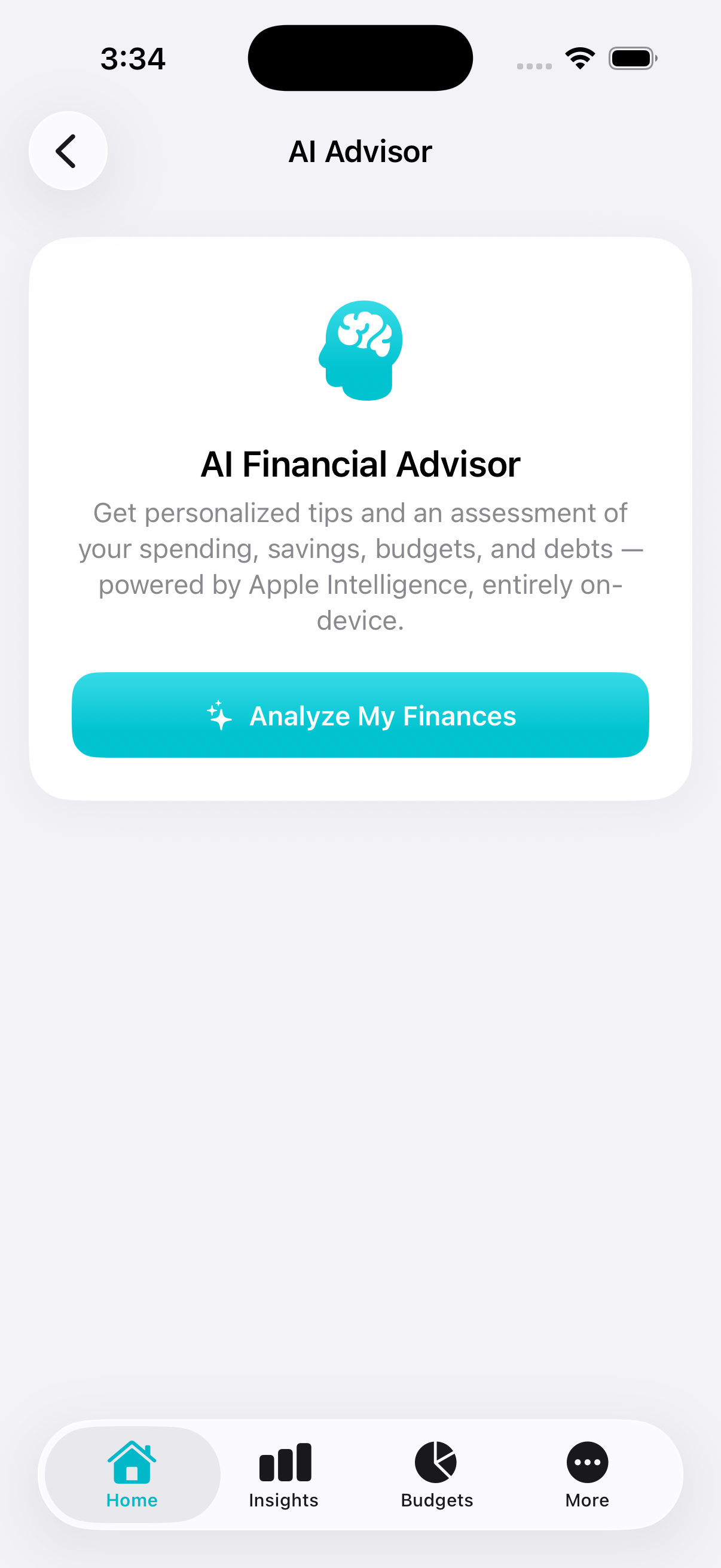 AI Financial Advisor screen