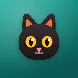 Cat icon: the black cat on its own, on teal