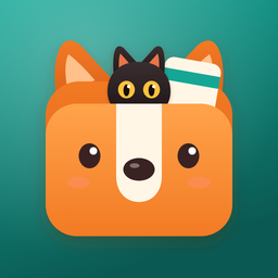 Wallet Pup icon: an orange wallet shaped like a corgi, with the cat in its pocket, on teal
