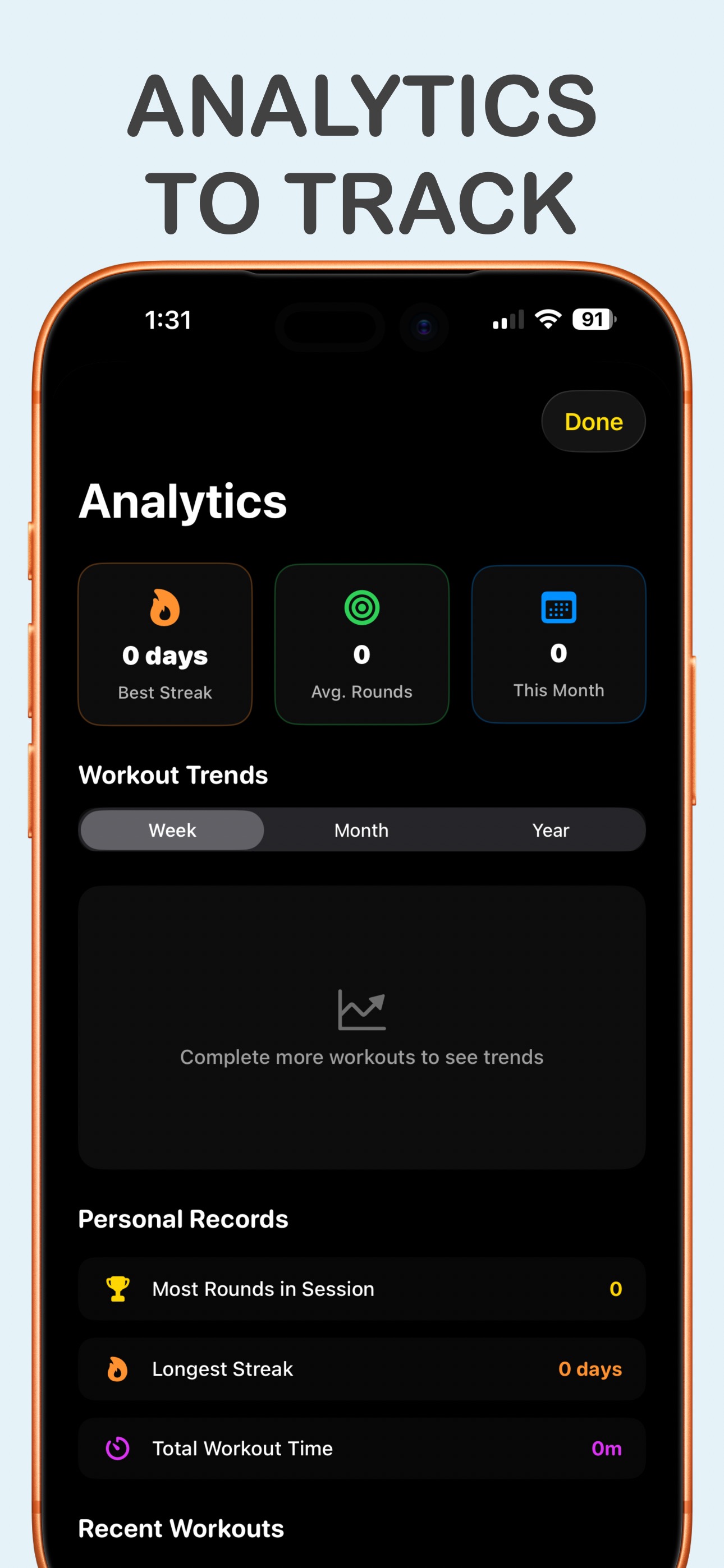 Workout analytics dashboard