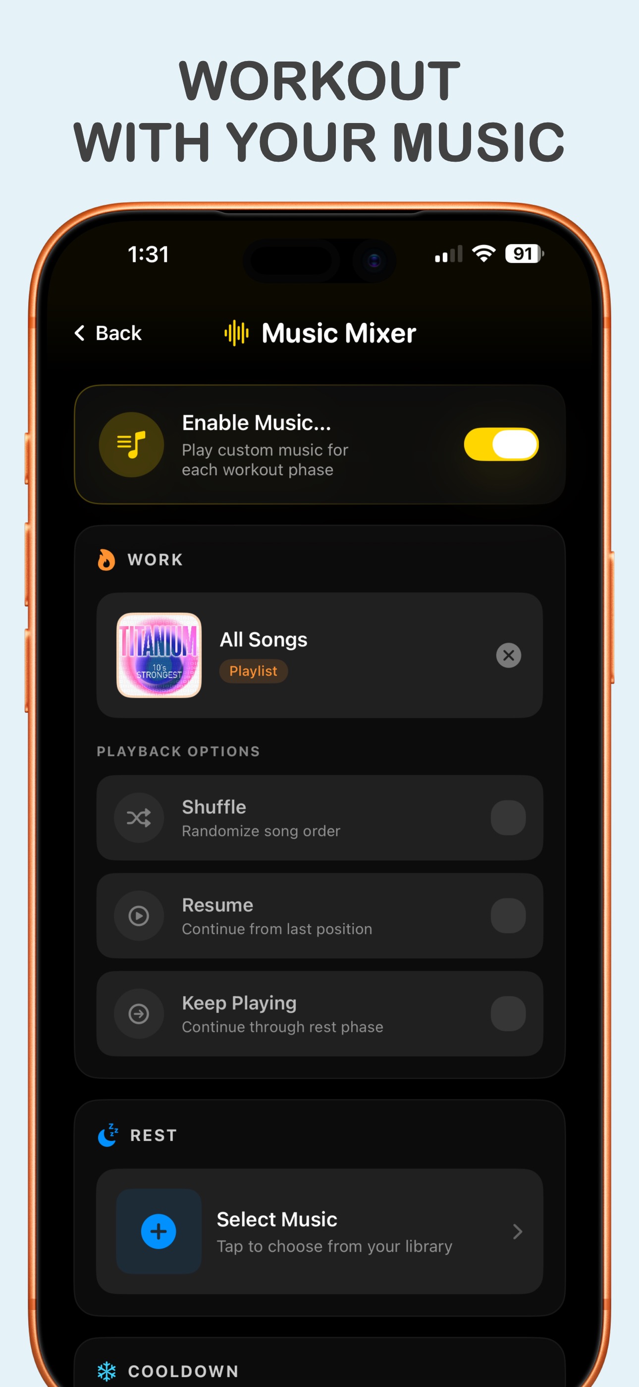 Workout music mixer