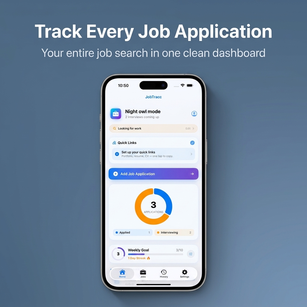JobTracc home screen