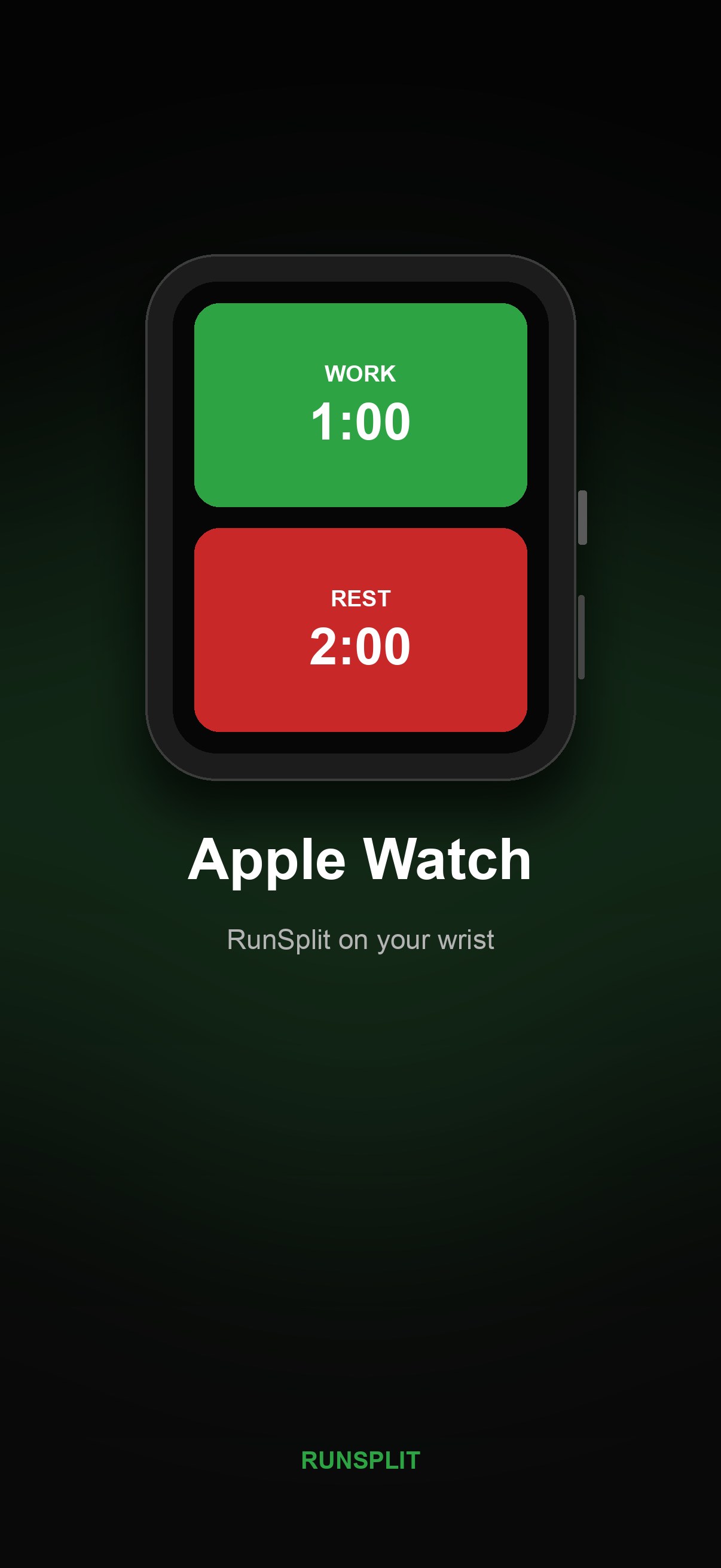 RunSplit on Apple Watch showing active interval
