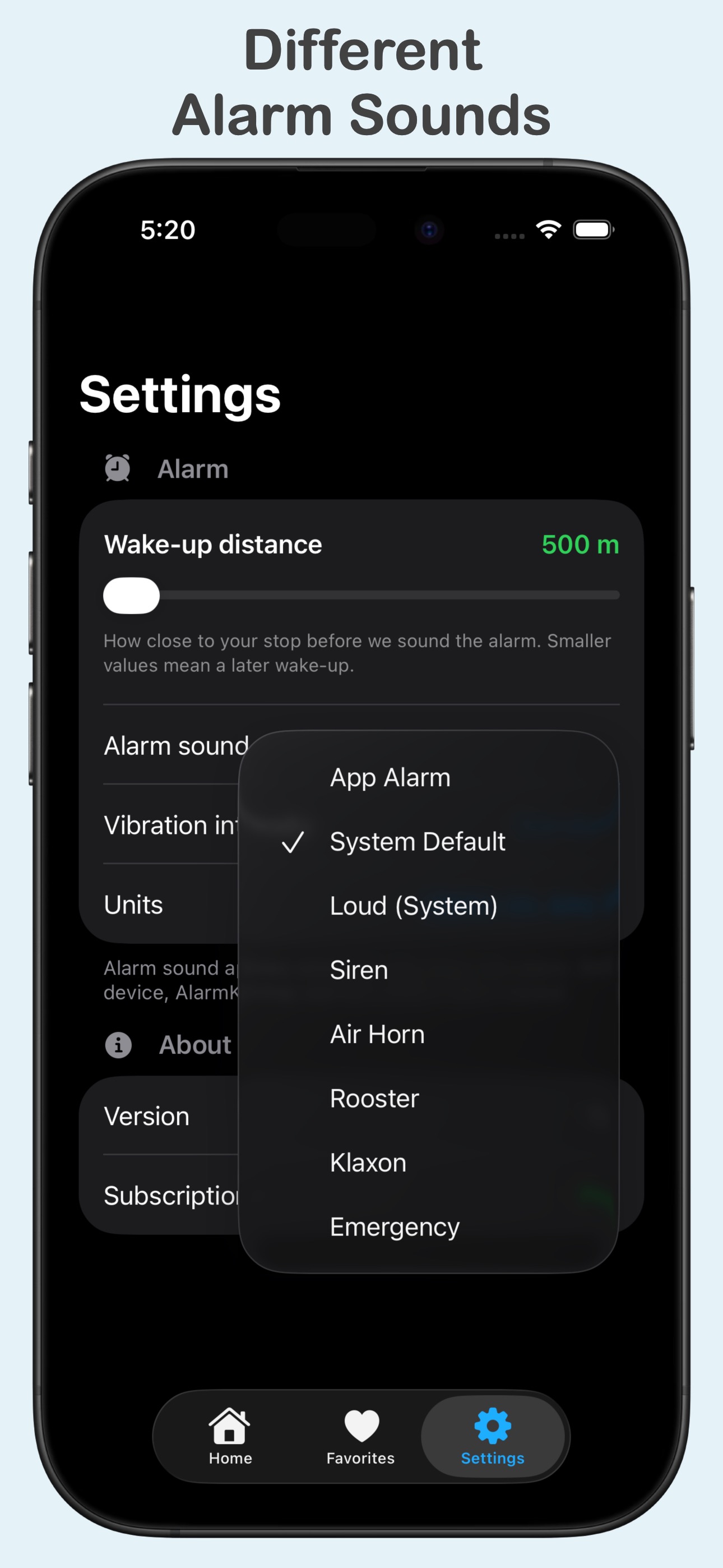 Different alarm sounds