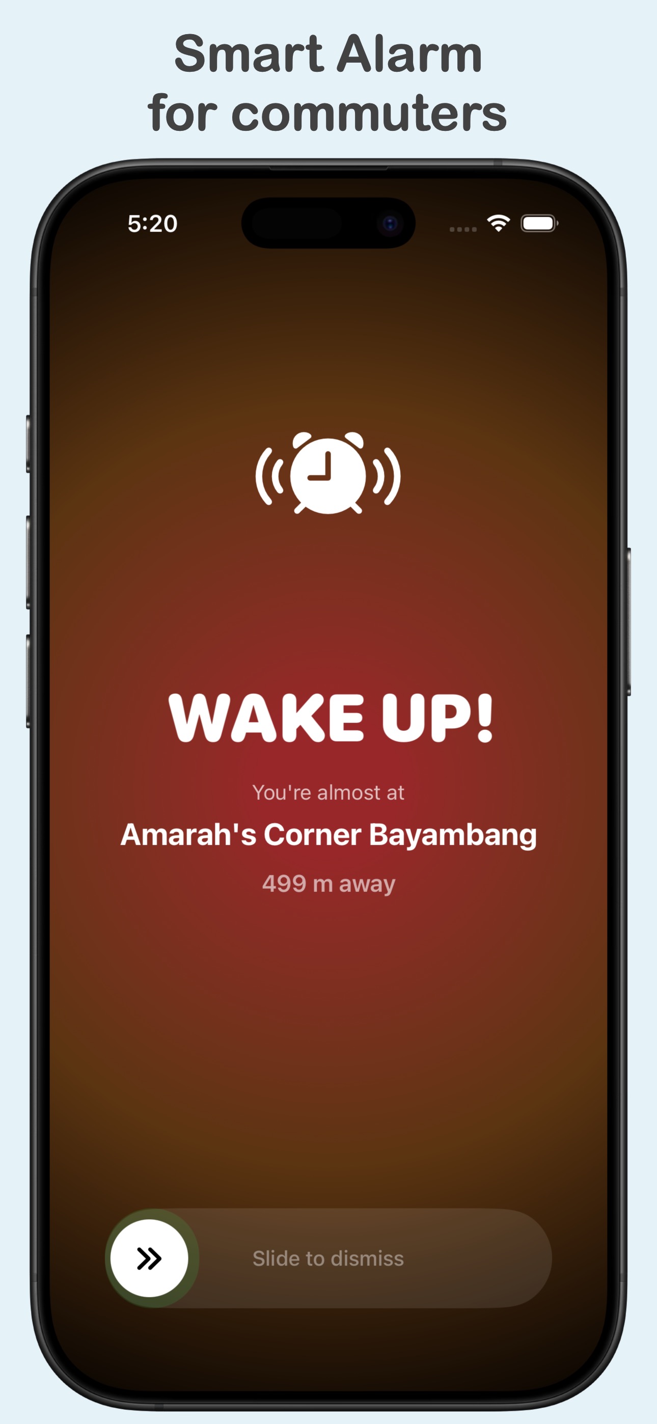 Smart alarm wake up screen
